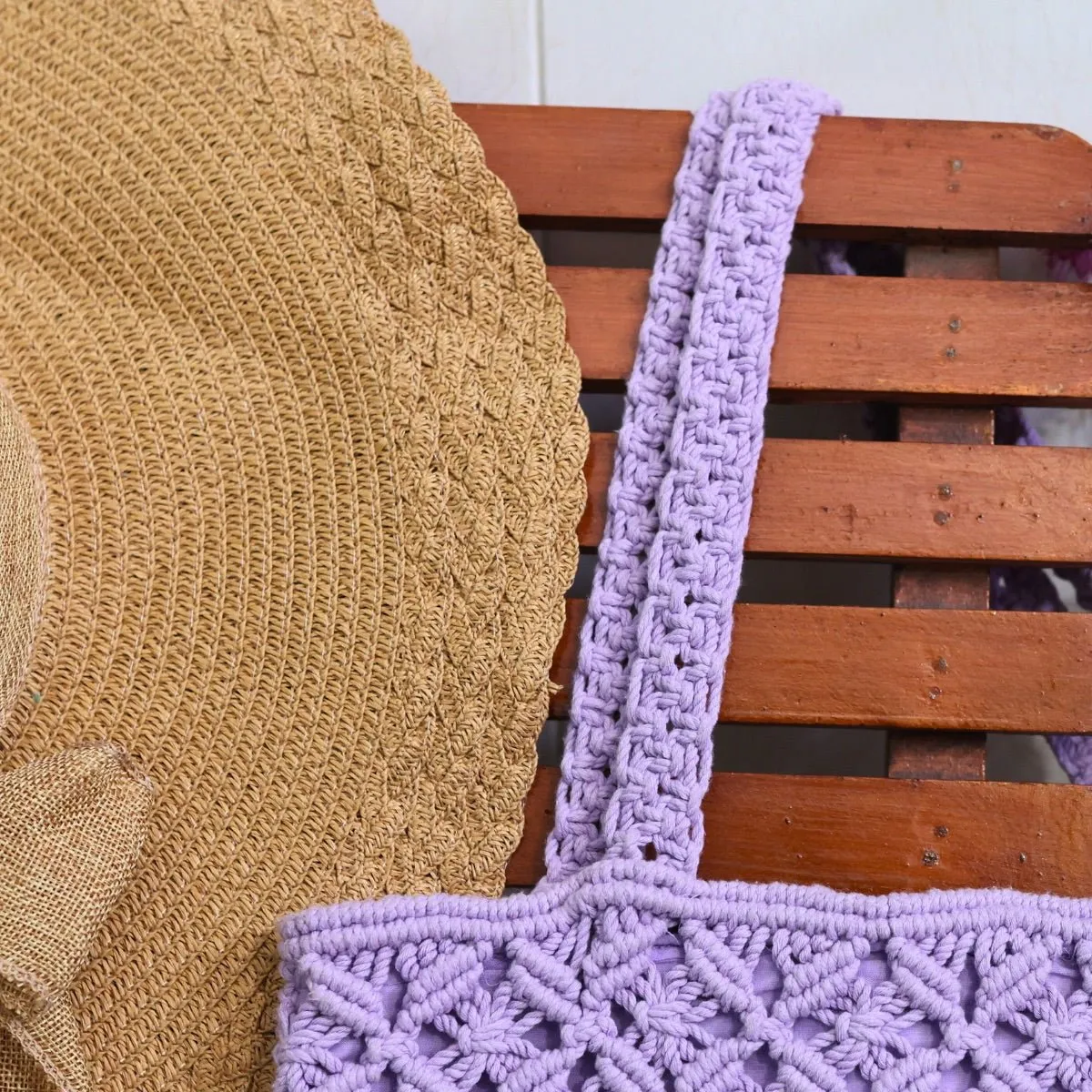 Lavender Macrame Tote Bag